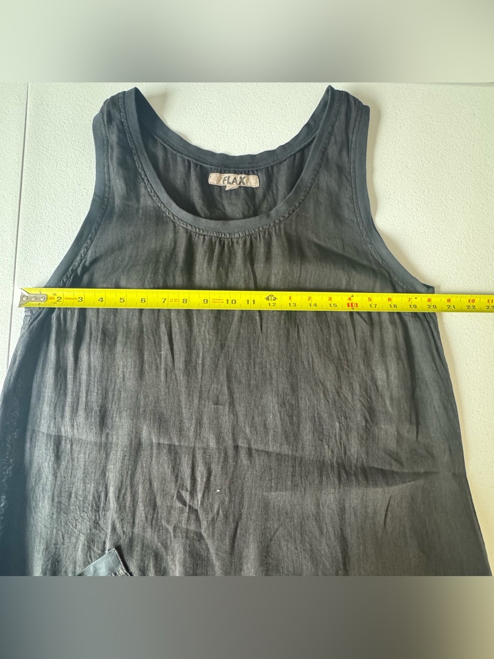 FLAX Black Sleeveless Linen Maxi Dress Size S Lagenlook - Picture 11 of 12